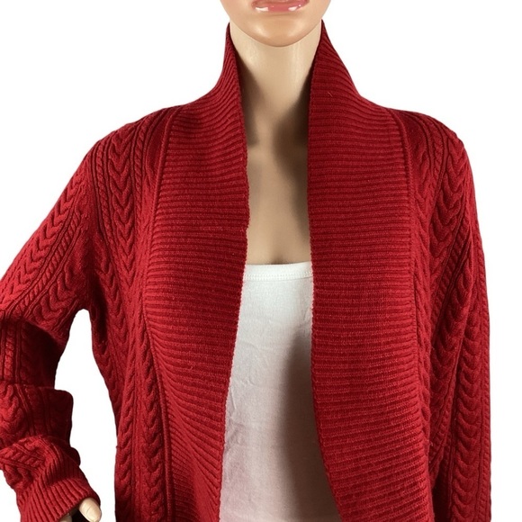 Talbots Open Front Heavy Weight Cardigan Sweater Size L Red - Picture 2 of 7
